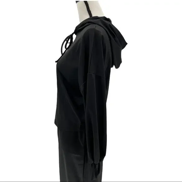 Black Women's Drawstring Hoodie Skirt Set Size Medium M - Picture 6 of 15